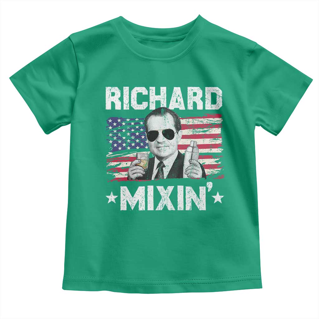Funny 4th of July Richard Nixon Mixin Toddler T Shirt Patriotic Bartender American Flag - Wonder Print Shop