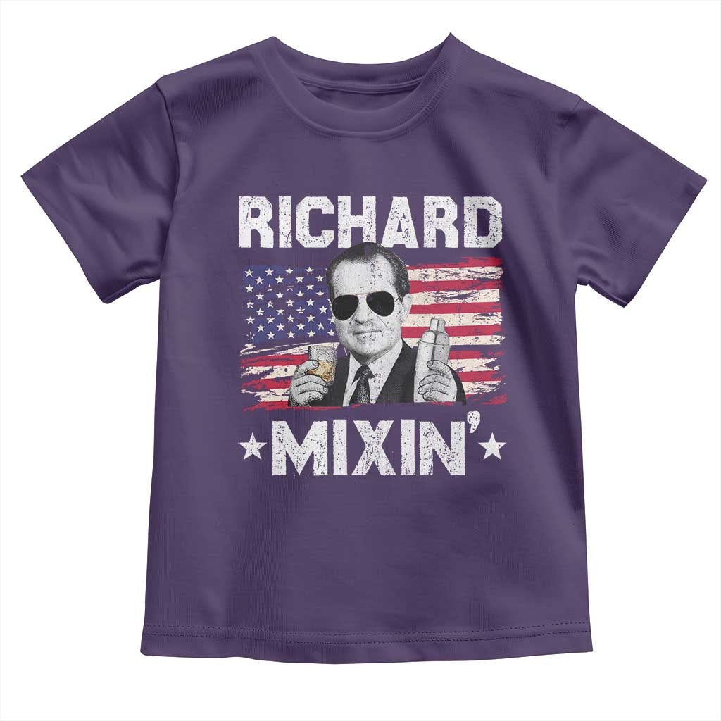Funny 4th of July Richard Nixon Mixin Toddler T Shirt Patriotic Bartender American Flag - Wonder Print Shop