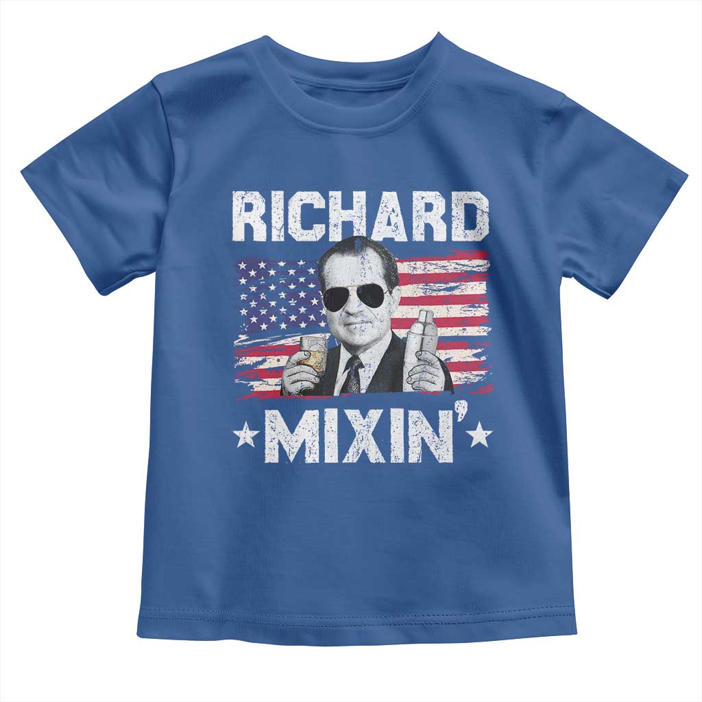 Funny 4th of July Richard Nixon Mixin Toddler T Shirt Patriotic Bartender American Flag - Wonder Print Shop