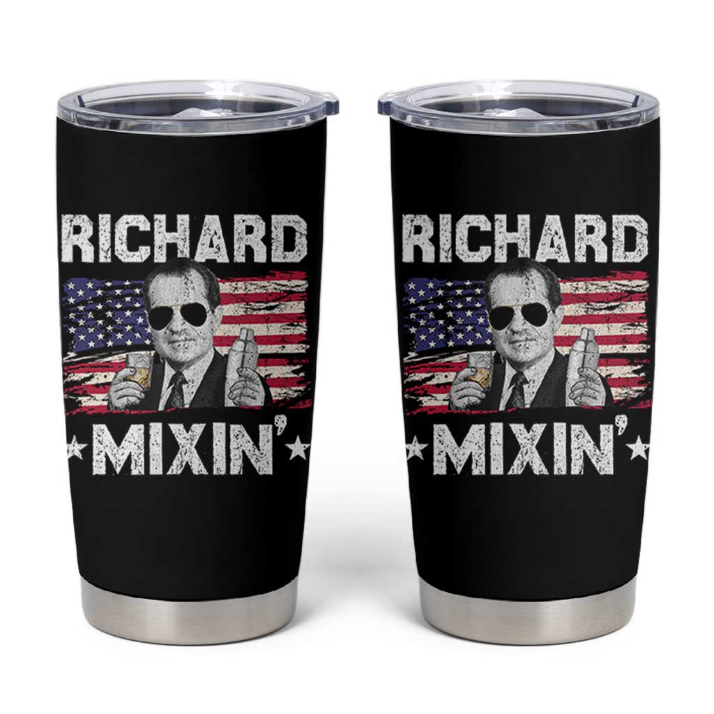 Funny 4th of July Richard Nixon Mixin Tumbler Cup Patriotic Bartender American Flag - Wonder Print Shop