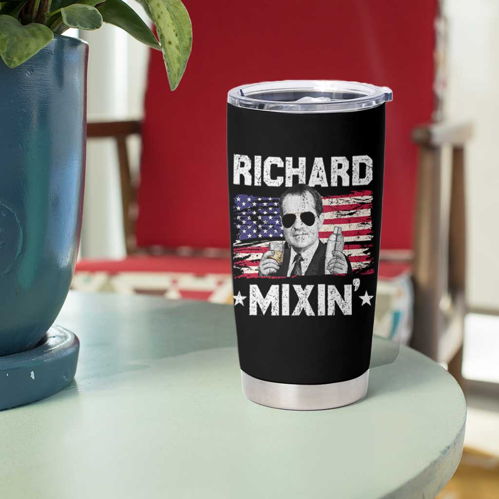 Funny 4th of July Richard Nixon Mixin Tumbler Cup Patriotic Bartender American Flag - Wonder Print Shop