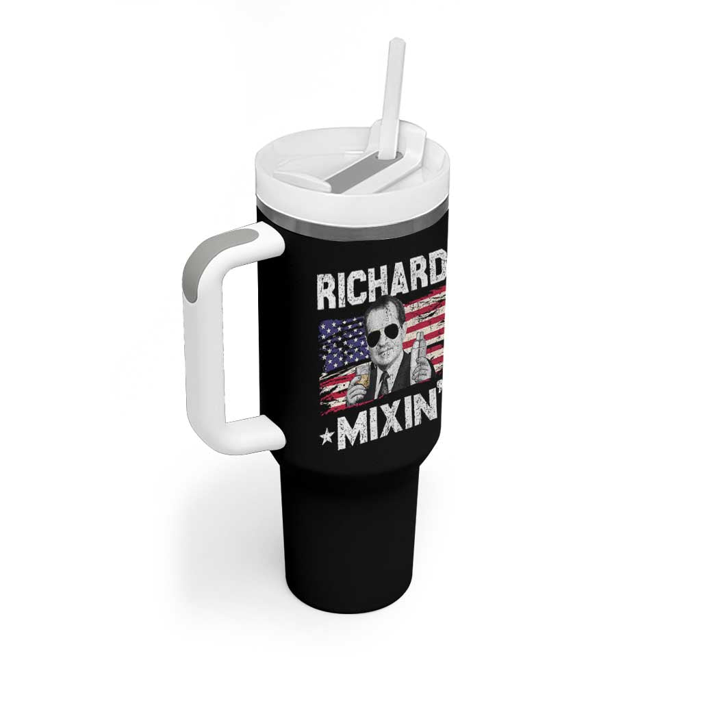 Funny 4th of July Richard Nixon Mixin Tumbler With Handle Patriotic Bartender American Flag - Wonder Print Shop
