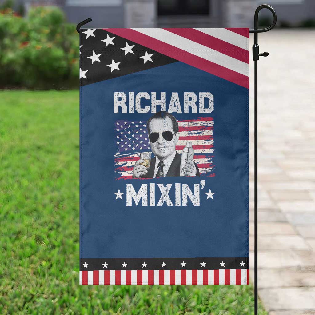 Funny 4th of July Richard Nixon Mixin Garden Flag Patriotic Bartender American Flag