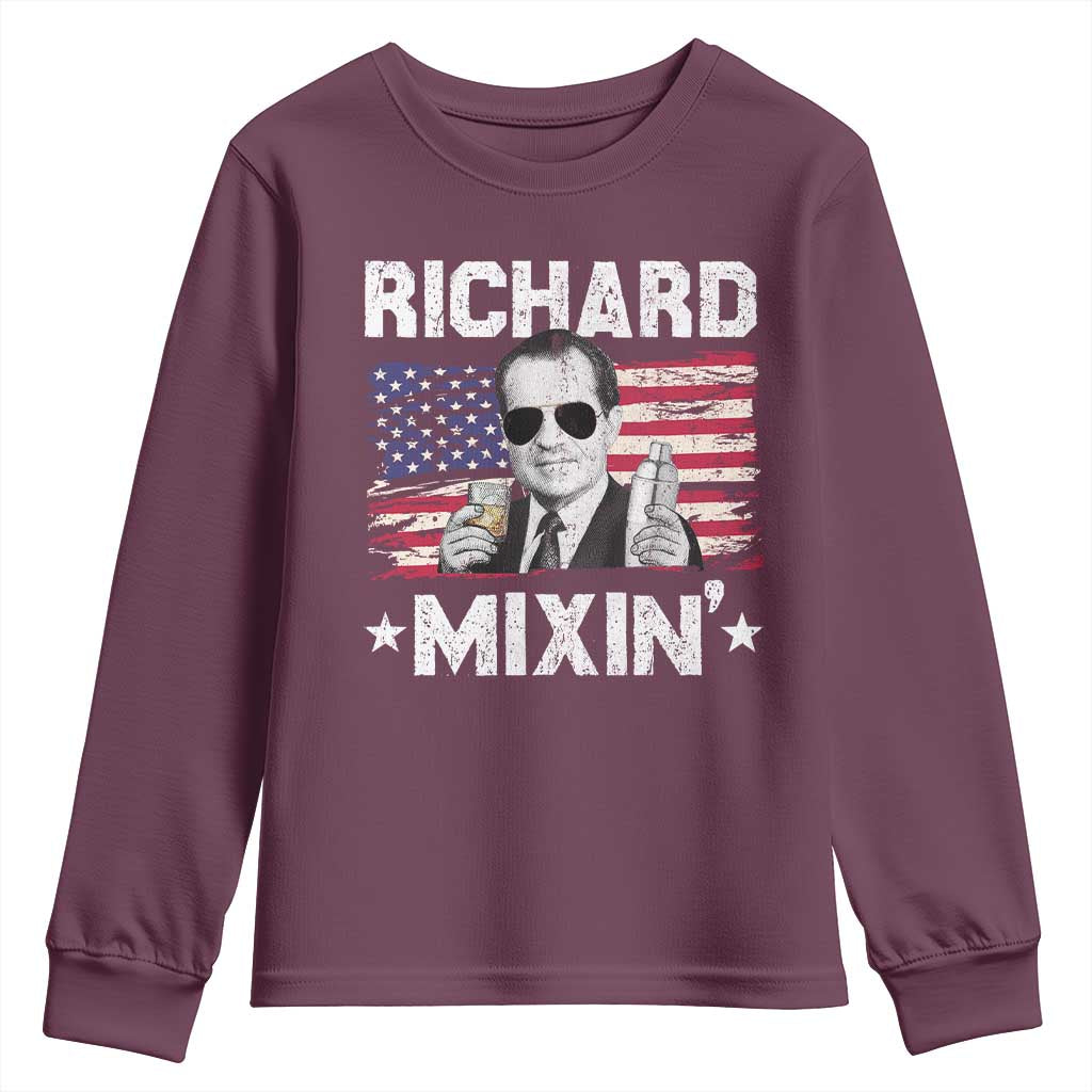 Funny 4th of July Richard Nixon Mixin Youth Sweatshirt Patriotic Bartender American Flag - Wonder Print Shop