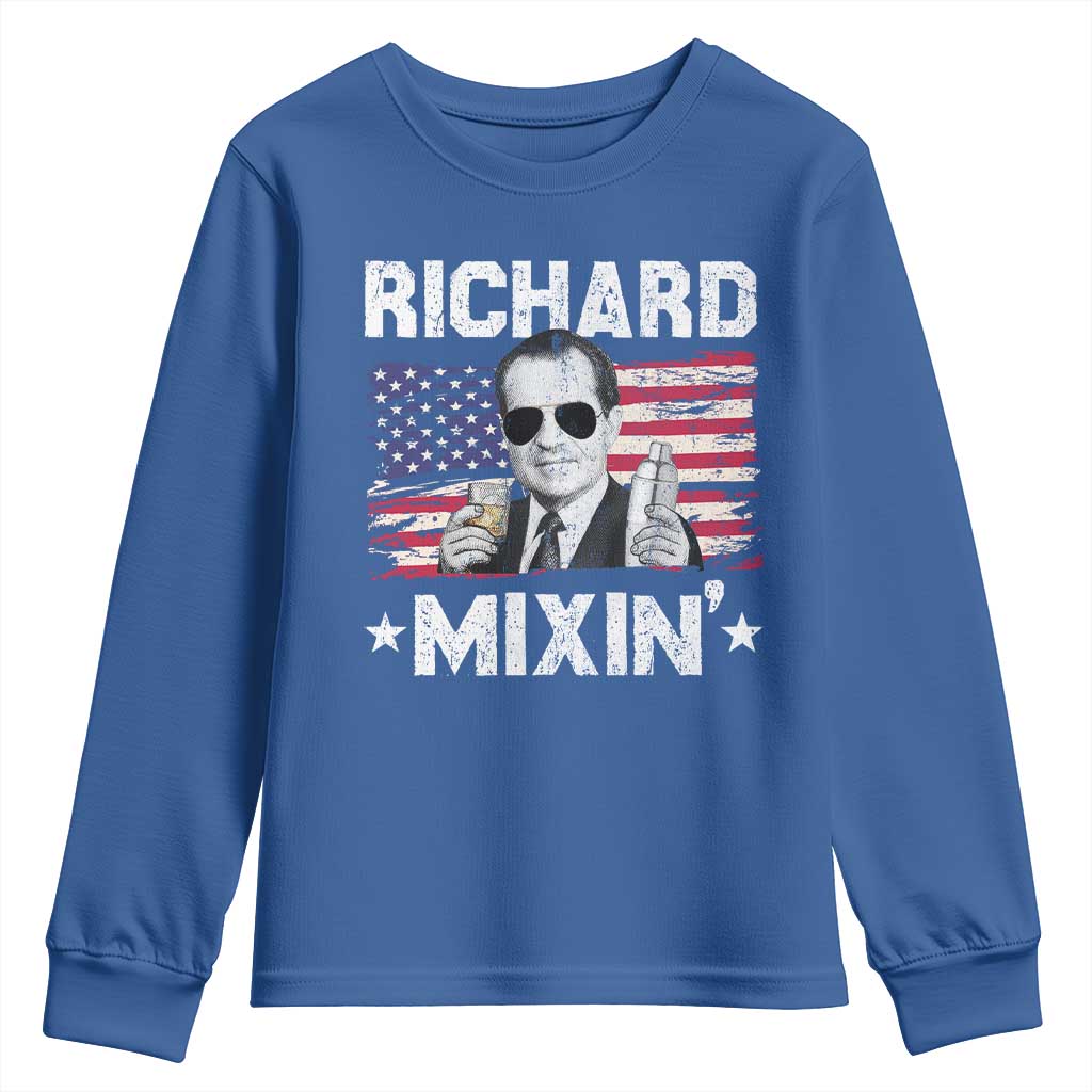 Funny 4th of July Richard Nixon Mixin Youth Sweatshirt Patriotic Bartender American Flag - Wonder Print Shop