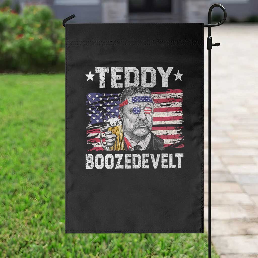 Funny Theodore Roosevelt 4th Of July Garden Flag Teddy Boozedevelt Drinking American Flag - Wonder Print Shop