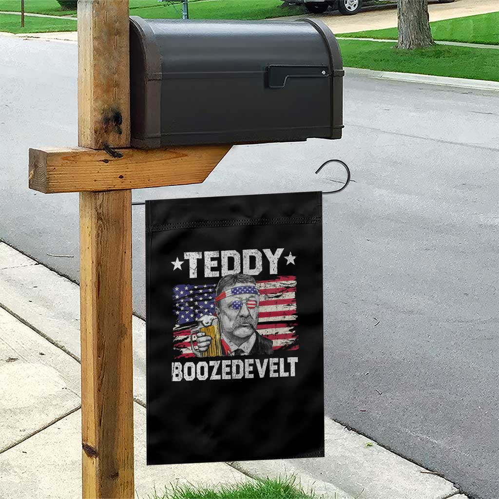 Funny Theodore Roosevelt 4th Of July Garden Flag Teddy Boozedevelt Drinking American Flag - Wonder Print Shop