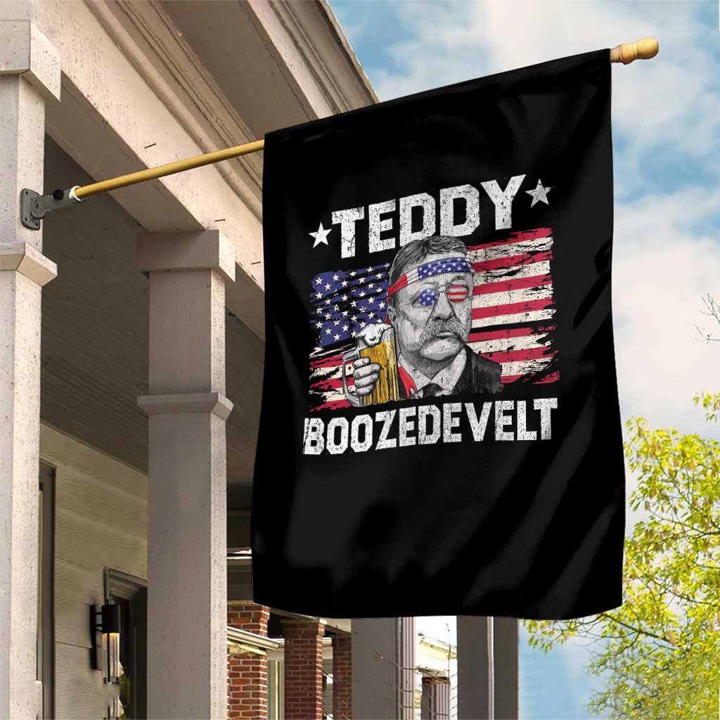 Funny Theodore Roosevelt 4th Of July Garden Flag Teddy Boozedevelt Drinking American Flag - Wonder Print Shop