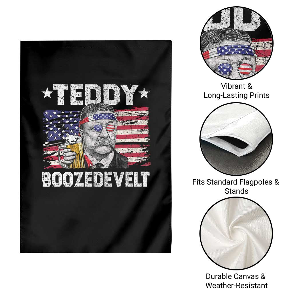 Funny Theodore Roosevelt 4th Of July Garden Flag Teddy Boozedevelt Drinking American Flag - Wonder Print Shop