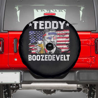 Funny Theodore Roosevelt 4th Of July Spare Tire Cover Teddy Boozedevelt Drinking American Flag - Wonder Print Shop