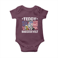 Funny Theodore Roosevelt 4th Of July Baby Onesie Teddy Boozedevelt Drinking American Flag - Wonder Print Shop