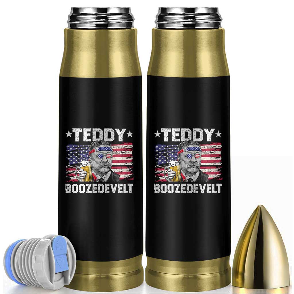 Funny Theodore Roosevelt 4th Of July Bullet Tumbler Teddy Boozedevelt Drinking American Flag - Wonder Print Shop