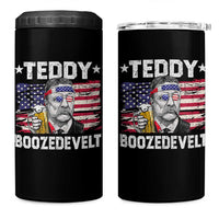 Funny Theodore Roosevelt 4th Of July 4 in 1 Can Cooler Tumbler Teddy Boozedevelt Drinking American Flag - Wonder Print Shop