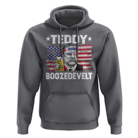 Funny Theodore Roosevelt 4th Of July Hoodie Teddy Boozedevelt Drinking American Flag - Wonder Print Shop