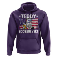 Funny Theodore Roosevelt 4th Of July Hoodie Teddy Boozedevelt Drinking American Flag - Wonder Print Shop