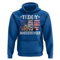Funny Theodore Roosevelt 4th Of July Hoodie Teddy Boozedevelt Drinking American Flag - Wonder Print Shop