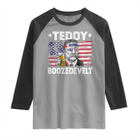 Funny Theodore Roosevelt 4th Of July Raglan Shirt Teddy Boozedevelt Drinking American Flag - Wonder Print Shop