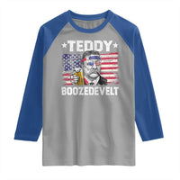 Funny Theodore Roosevelt 4th Of July Raglan Shirt Teddy Boozedevelt Drinking American Flag - Wonder Print Shop