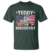 Funny Theodore Roosevelt 4th Of July T Shirt Teddy Boozedevelt Drinking American Flag - Wonder Print Shop