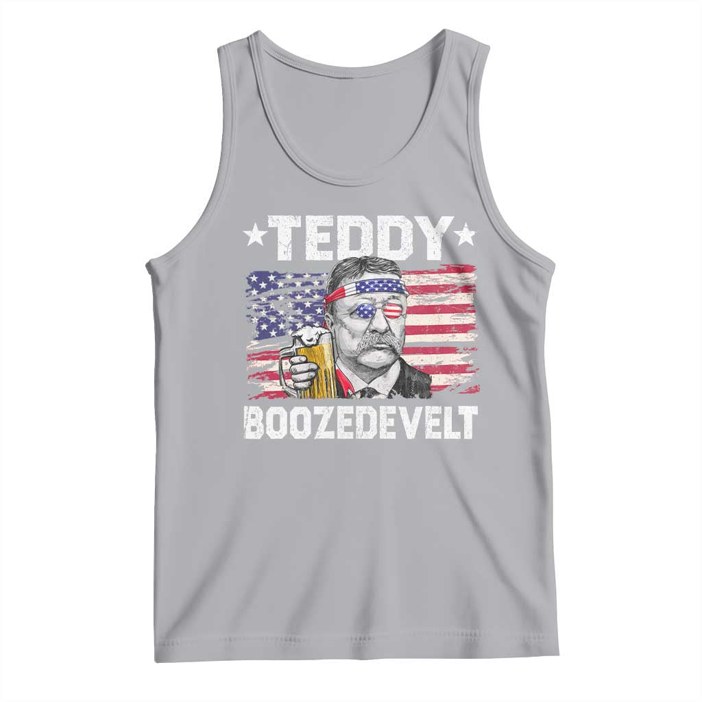 Funny Theodore Roosevelt 4th Of July Tank Top Teddy Boozedevelt Drinking American Flag - Wonder Print Shop