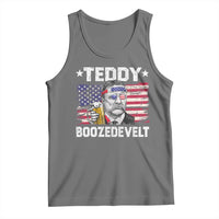 Funny Theodore Roosevelt 4th Of July Tank Top Teddy Boozedevelt Drinking American Flag - Wonder Print Shop