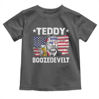 Funny Theodore Roosevelt 4th Of July Toddler T Shirt Teddy Boozedevelt Drinking American Flag - Wonder Print Shop
