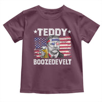 Funny Theodore Roosevelt 4th Of July Toddler T Shirt Teddy Boozedevelt Drinking American Flag - Wonder Print Shop