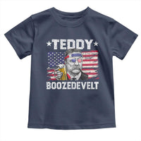Funny Theodore Roosevelt 4th Of July Toddler T Shirt Teddy Boozedevelt Drinking American Flag - Wonder Print Shop