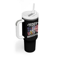 Funny Theodore Roosevelt 4th Of July Tumbler With Handle Teddy Boozedevelt Drinking American Flag - Wonder Print Shop