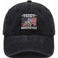 Funny Theodore Roosevelt 4th Of July Washed Cotton Baseball Cap Teddy Boozedevelt Drinking American Flag