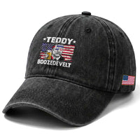 Funny Theodore Roosevelt 4th Of July Washed Cotton Baseball Cap Teddy Boozedevelt Drinking American Flag