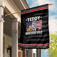 Funny Theodore Roosevelt 4th Of July Garden Flag Teddy Boozedevelt Drinking American Flag