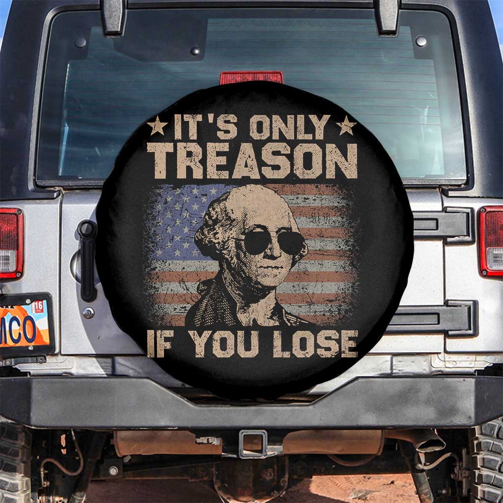 George Washington 4th Of July Spare Tire Cover Its Only Treason If You Lose Retro American Flag - Wonder Print Shop