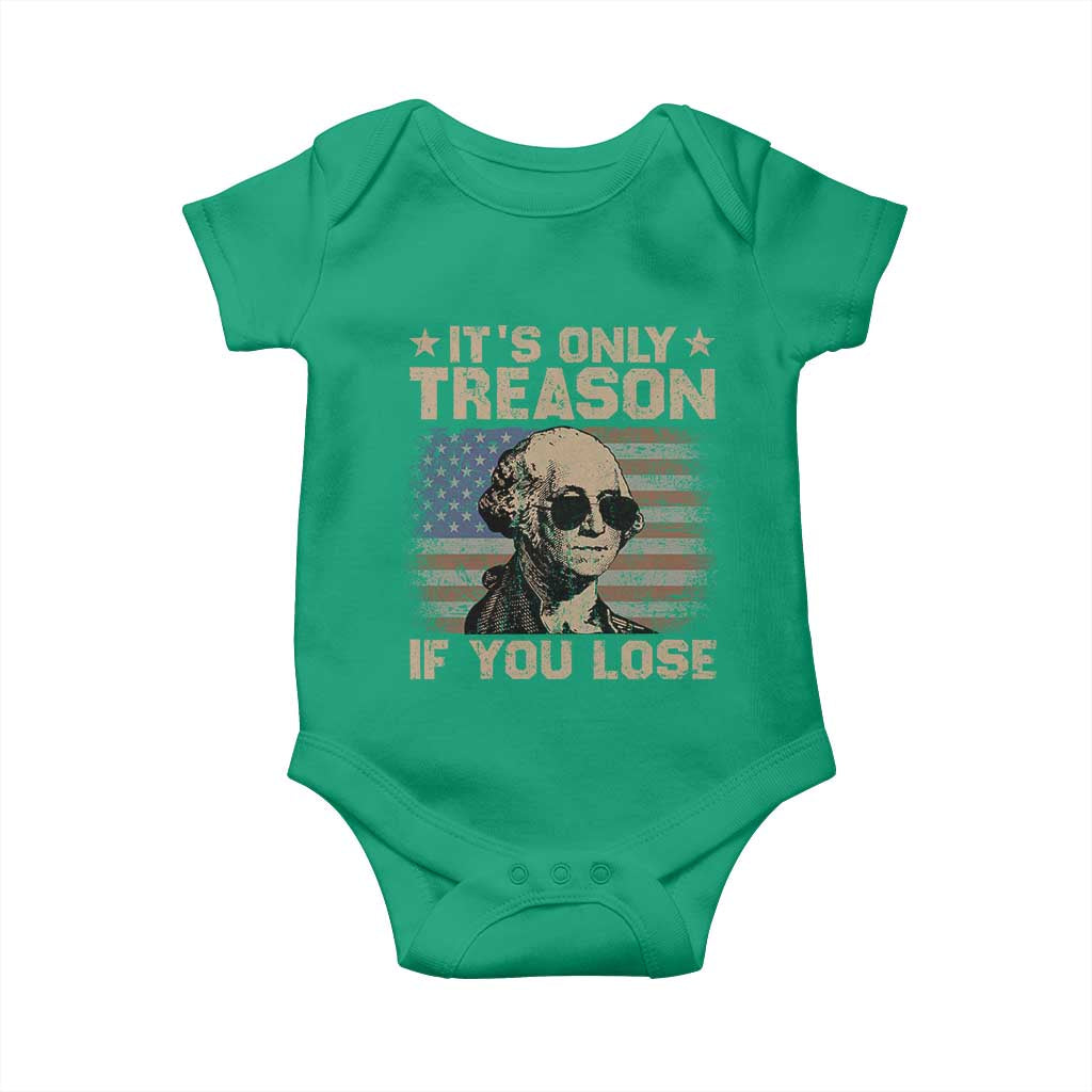 George Washington 4th Of July Baby Onesie Its Only Treason If You Lose Retro American Flag - Wonder Print Shop