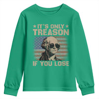 George Washington 4th Of July Youth Sweatshirt Its Only Treason If You Lose Retro American Flag - Wonder Print Shop
