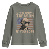 George Washington 4th Of July Youth Sweatshirt Its Only Treason If You Lose Retro American Flag - Wonder Print Shop