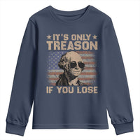 George Washington 4th Of July Youth Sweatshirt Its Only Treason If You Lose Retro American Flag - Wonder Print Shop