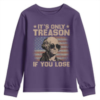 George Washington 4th Of July Youth Sweatshirt Its Only Treason If You Lose Retro American Flag - Wonder Print Shop