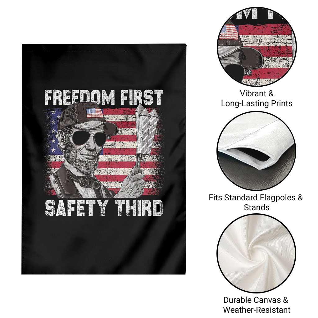 Lincoln 4th Of July Garden Flag Abe Freedom First Safety Third American Flag - Wonder Print Shop