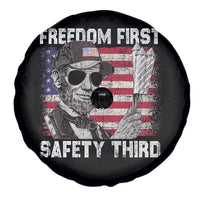 Lincoln 4th Of July Spare Tire Cover Abe Freedom First Safety Third American Flag - Wonder Print Shop