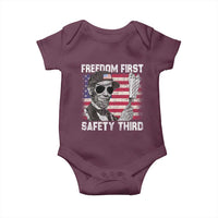 Lincoln 4th Of July Baby Onesie Abe Freedom First Safety Third American Flag - Wonder Print Shop