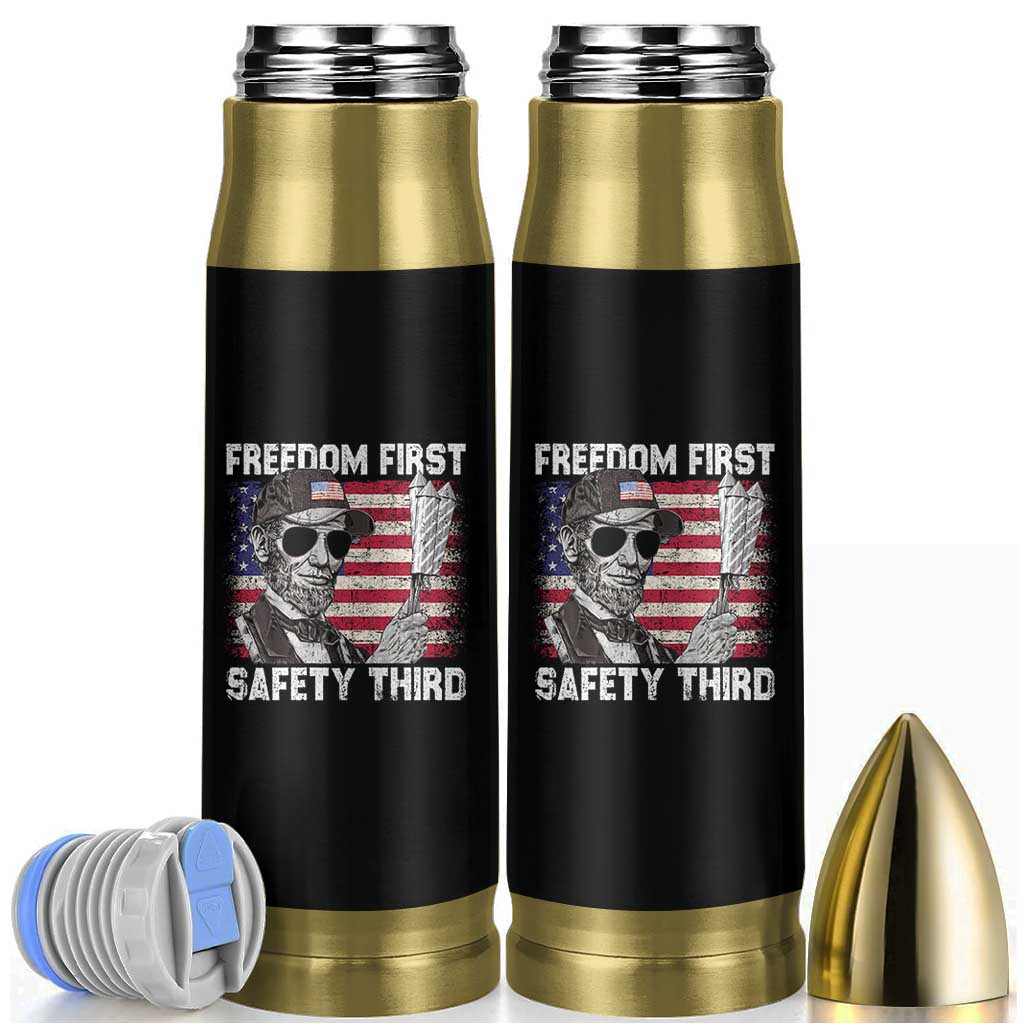 Lincoln 4th Of July Bullet Tumbler Abe Freedom First Safety Third American Flag - Wonder Print Shop
