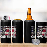 Lincoln 4th Of July 4 in 1 Can Cooler Tumbler Abe Freedom First Safety Third American Flag - Wonder Print Shop
