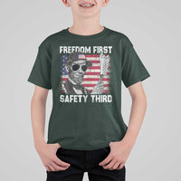 Lincoln 4th Of July T Shirt For Kid Abe Freedom First Safety Third American Flag - Wonder Print Shop