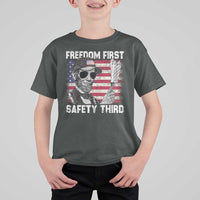 Lincoln 4th Of July T Shirt For Kid Abe Freedom First Safety Third American Flag - Wonder Print Shop