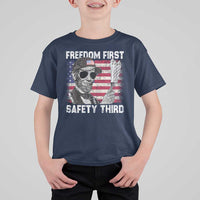 Lincoln 4th Of July T Shirt For Kid Abe Freedom First Safety Third American Flag - Wonder Print Shop