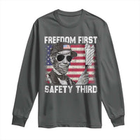 Lincoln 4th Of July Long Sleeve Shirt Abe Freedom First Safety Third American Flag - Wonder Print Shop