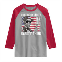Lincoln 4th Of July Raglan Shirt Abe Freedom First Safety Third American Flag - Wonder Print Shop