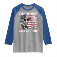 Lincoln 4th Of July Raglan Shirt Abe Freedom First Safety Third American Flag - Wonder Print Shop