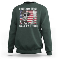 Lincoln 4th Of July Sweatshirt Abe Freedom First Safety Third American Flag - Wonder Print Shop
